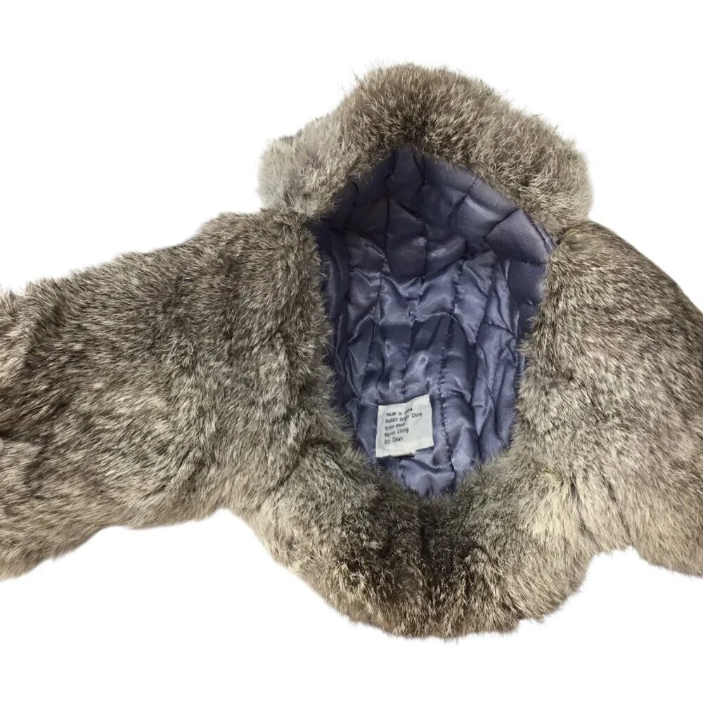 American Classics Real Rabbit Fur Trapper Hat Ear Flaps Insulated Sz M Aviator